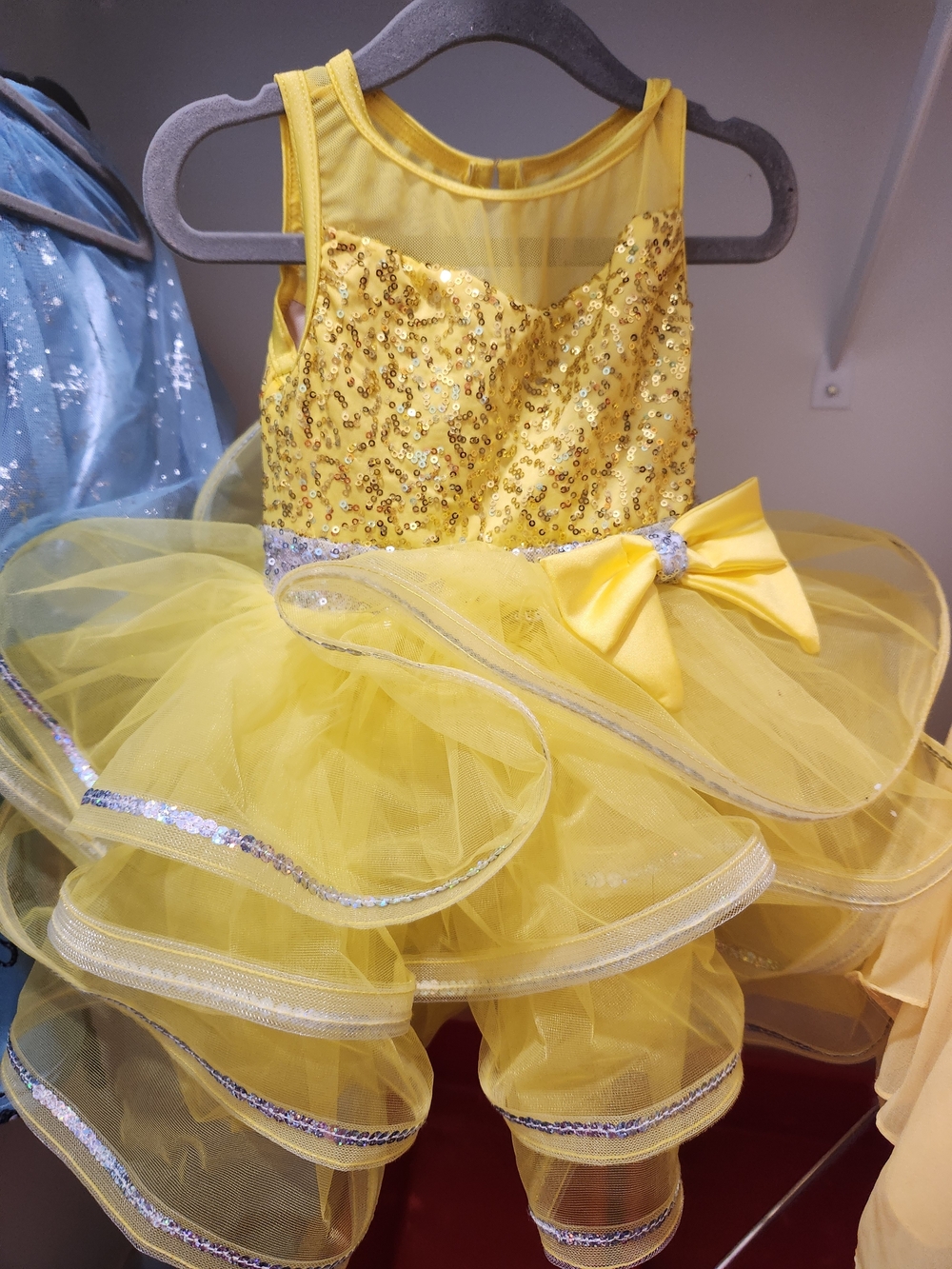 Yellow Sequin Tulle Party Dress for Kids